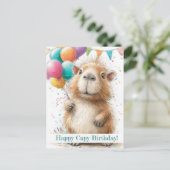 Capybara Birthday Card • Cute Balloon Design Postkarte (Stehend Vorderseite)