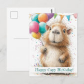 Capybara Birthday Card • Cute Balloon Design Postkarte (Vorne/Hinten)