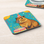 Capybara Birthday Getränkeuntersetzer (Linke Seite)