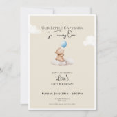 Capybara Birthday Invitation Cloud and Balloon Einladung (Vorderseite)