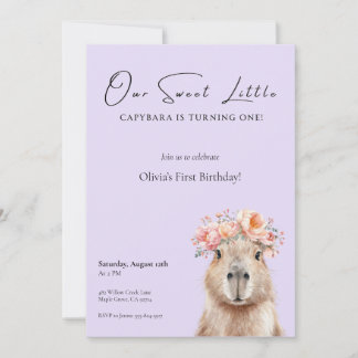 Capybara Birthday Invitation • Little One