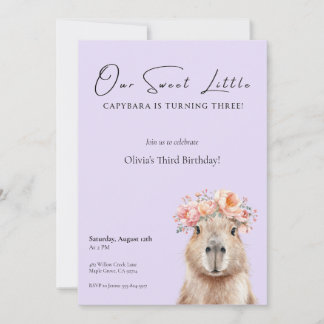 Capybara Birthday Invitation • Little One