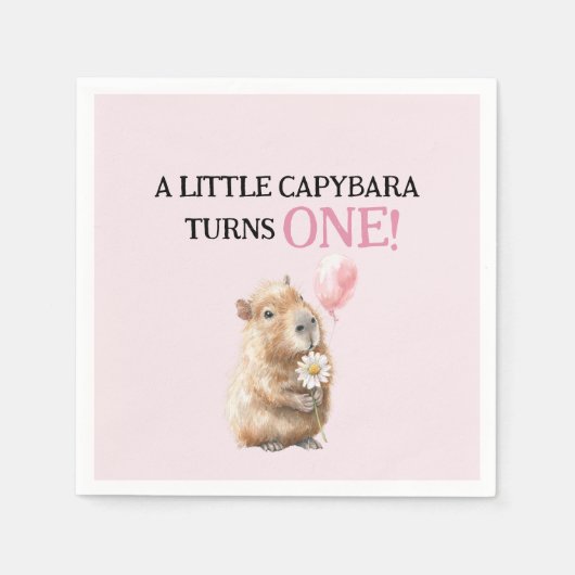 Capybara Birthday Napkin • First Birthday Serviette (Vorderseite)