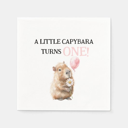 Capybara Birthday Napkin • First Birthday Serviette (Vorderseite)