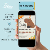 Capybara Birthday Niedlich Orange Mandarine Capiba Einladung