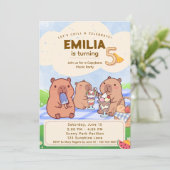 Capybara Birthday Picnic Invitation Einladung (Stehend Vorderseite)