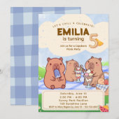 Capybara Birthday Picnic Invitation Einladung (Vorne/Hinten)