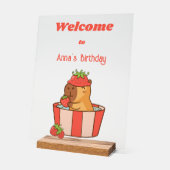 Capybara Birthday Sign | Party süße Tier Acrylschild (Winkel)
