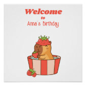 Capybara Birthday Sign | Party süße Tier Poster (Vorderseite)