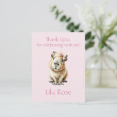 Capybara Birthday Thank You Postkarte (Stehend Vorderseite)