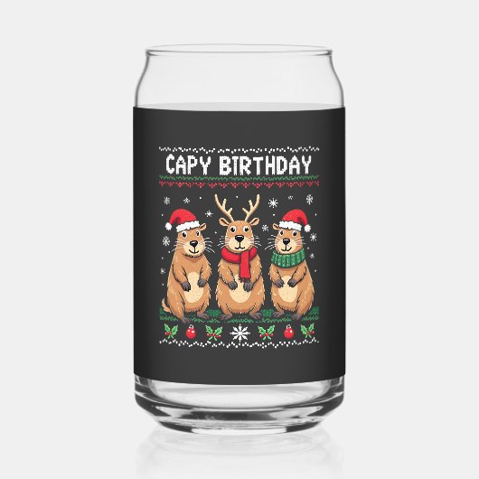 Capybara Birthday Ugly Christmas Sweater Capybara Dosenglas (Vorderseite)