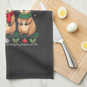 Capybara Birthday Ugly Christmas Sweater Capybara Geschirrtuch (Viertel Falte)