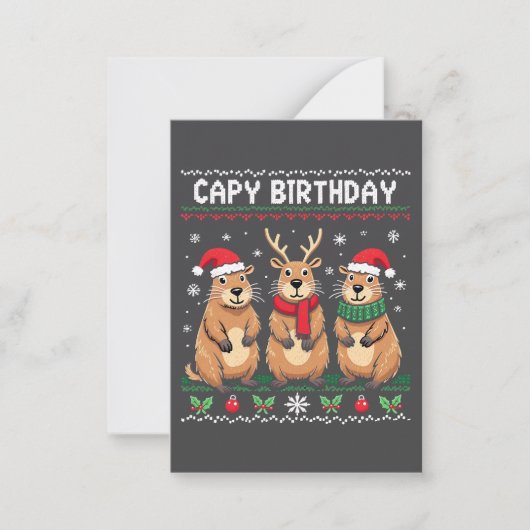 Capybara Birthday Ugly Christmas Sweater Capybara Mitteilungskarte (Vorderseite)