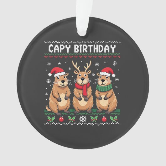 Capybara Birthday Ugly Christmas Sweater Capybara Ornament (Vorderseite)