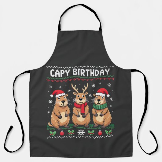 Capybara Birthday Ugly Christmas Sweater Capybara Schürze (Vorderseite)