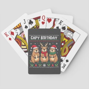Capybara Birthday Ugly Christmas Sweater Capybara Spielkarten