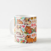 Capybara Bloom – Süße Vibes Tasse (Vorderseite Links)