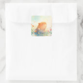 Capybara-Blume Quadratischer Aufkleber (Tasche)