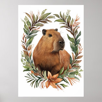 Capybara Blumenstrauß drucken Poster
