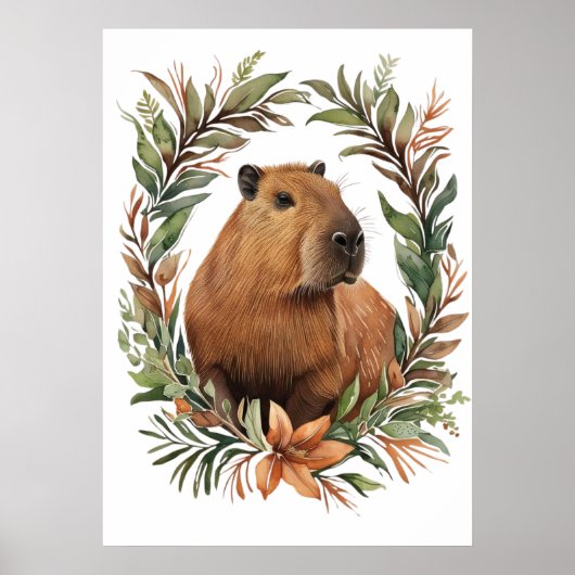 Capybara Blumenstrauß drucken Poster (Vorne)
