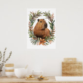 Capybara Blumenstrauß drucken Poster (Küche)