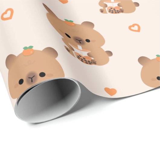 Capybara Boba Geschenkpapier (Rolleneckpunkt)