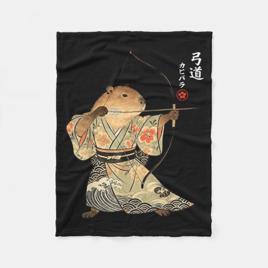 Capybara-Bogenschießen-Samurai-Kyudo-Japanische-Ti Fleecedecke (Vorderseite)