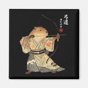 Capybara-Bogenschießen-Samurai-Kyudo-Japanische-Ti Magnet