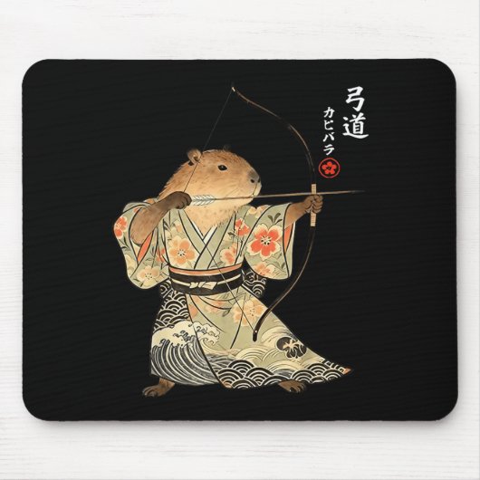 Capybara-Bogenschießen-Samurai-Kyudo-japanische-Ti Mousepad (Vorne)