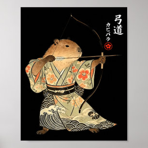 Capybara-Bogenschießen-Samurai-Kyudo-Japanische-Ti Poster