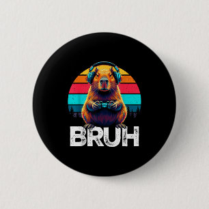 Capybara Bruh Lustiger Gamer Retro Capybara Gaming Button