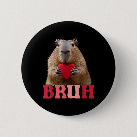 Capybara Bruh Meme Funny Sprichwort Teens Boys Val Button (Vorderseite)