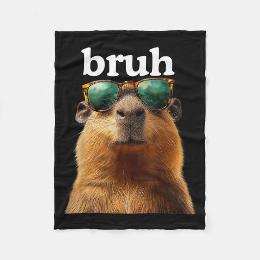 Capybara Bruh With Sungles Funny Meme Lovers Men W Fleecedecke (Vorderseite)