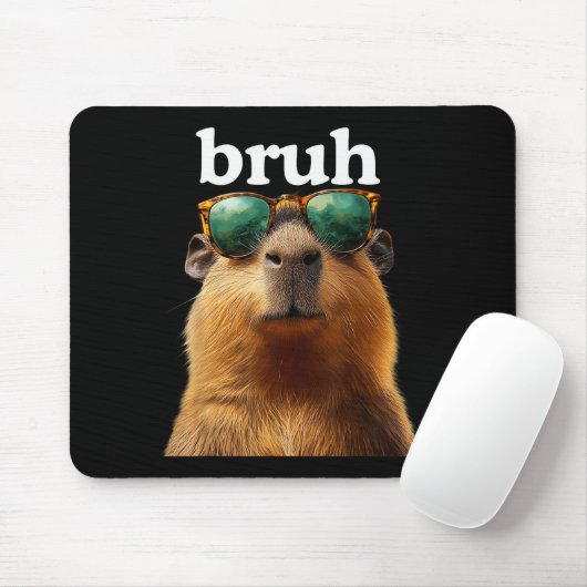 Capybara Bruh With Sungles Funny Meme Lovers Men W Mousepad (Mit Mouse)