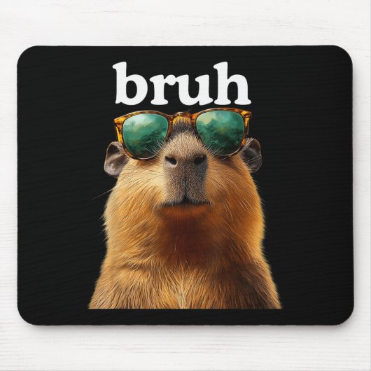 Capybara Bruh With Sungles Funny Meme Lovers Men W Mousepad (Vorne)
