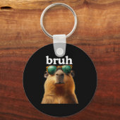 Capybara Bruh With Sungles Funny Meme Lovers Men W Schlüsselanhänger (Vorderseite)