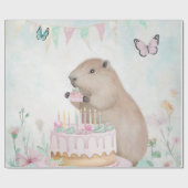 Capybara Cakefest Kids Party Decorations Papier Geschenkpapier (Flach)