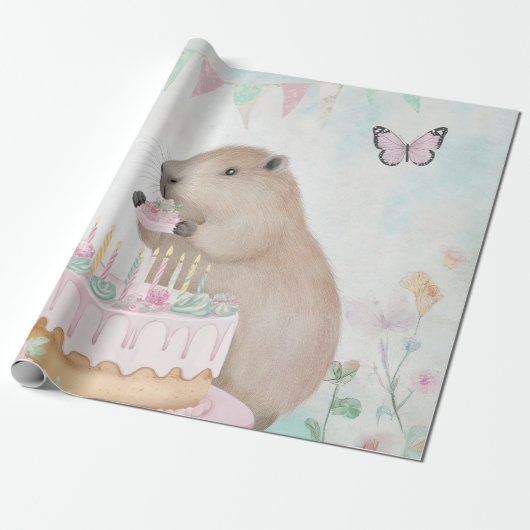 Capybara Cakefest Kids Party Decorations Papier Geschenkpapier (Ungerollt)