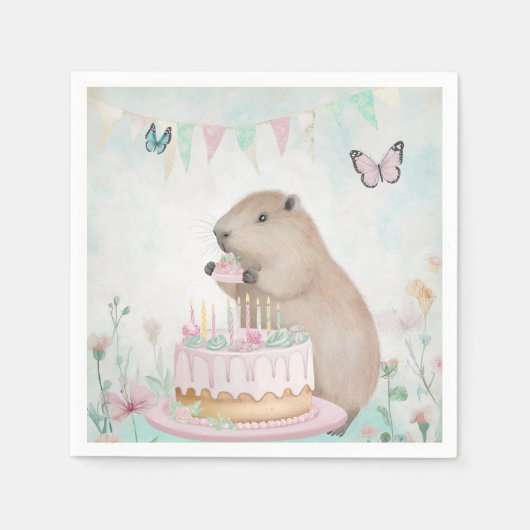 Capybara Cakefest Kids Party Paper Napkins Serviette (Vorderseite)