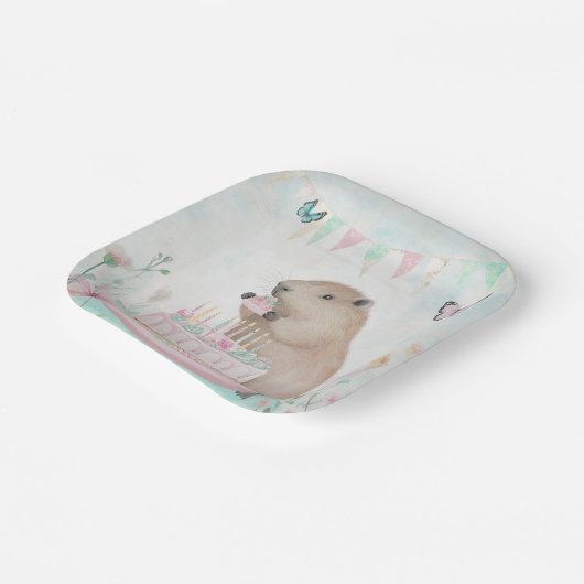 Capybara Cakefest Kids Party Paper Tellers Pappteller (Gewinkelt)