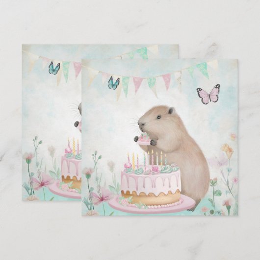 Capybara Cakefest Kinder Grußkarte (Vorne/Hinten)
