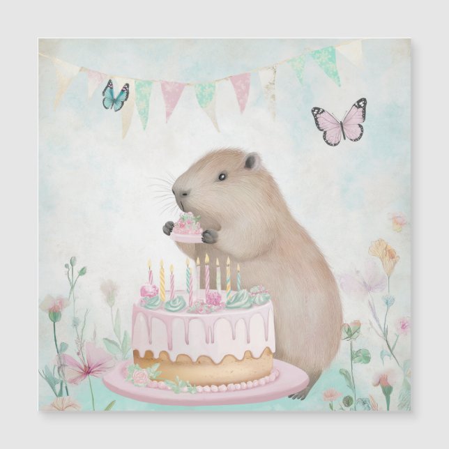 Capybara Cakefest Kinder Magnetkarte (Vorderseite)