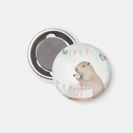 Capybara Cakefest Kinder Party Magnet (Vorderseite/Rückseite)