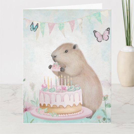 Capybara Cakefest Kindergeburtstag Grußkarte Karte (Vorderseite)