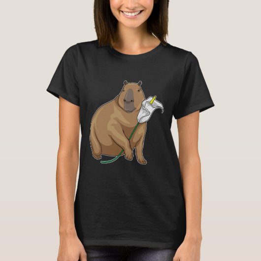 Capybara Calendula Blume T-Shirt (Vorderseite)
