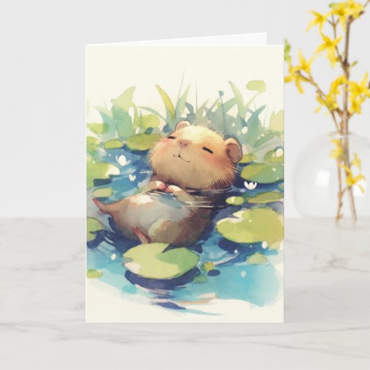 Capybara Calm Waters Karte (Gelbe Blume)