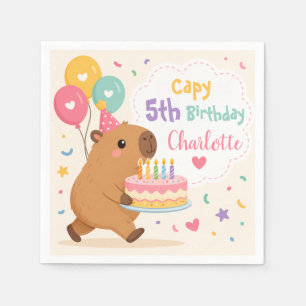 Capybara Capy 5. Geburtstag Mädchen Name Rosa Tort Serviette