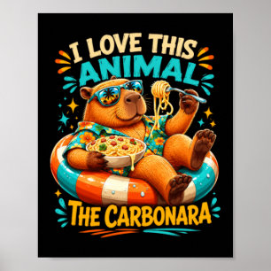 Capybara Carbonara Lustiges Pasta-Tier Meme Grafik Poster