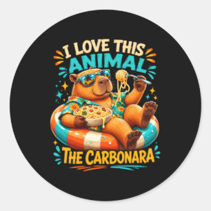 Capybara Carbonara Lustiges Pasta-Tier Meme Grafik Runder Aufkleber