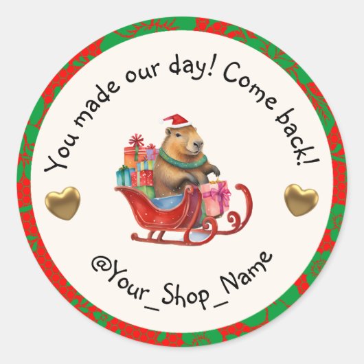 Capybara Cheers for Your Customers! 🥳 Runder Aufkleber (Vorderseite)